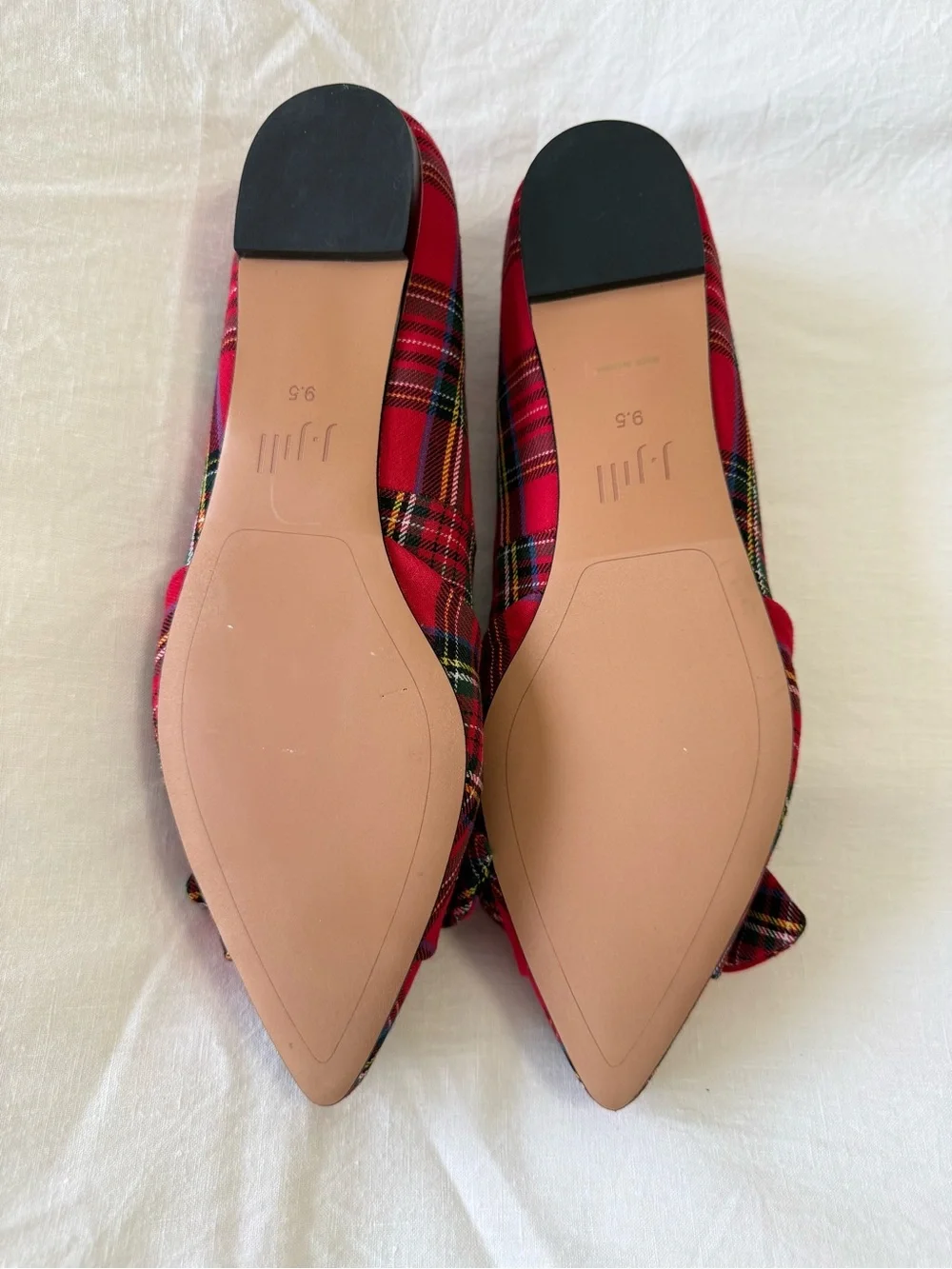 J. Jill | Woman’s 9.5 | Red Simone Tartan Plaid Flats | Bows Preppy Slip On